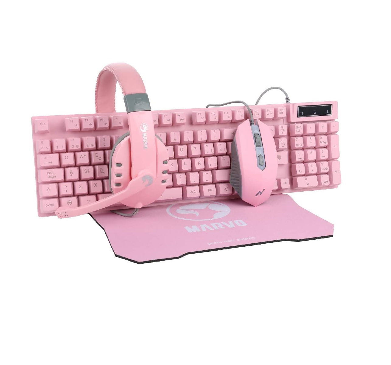 Combo Gamer Marvo Cm370pk 4 En 1 Rosa 1721